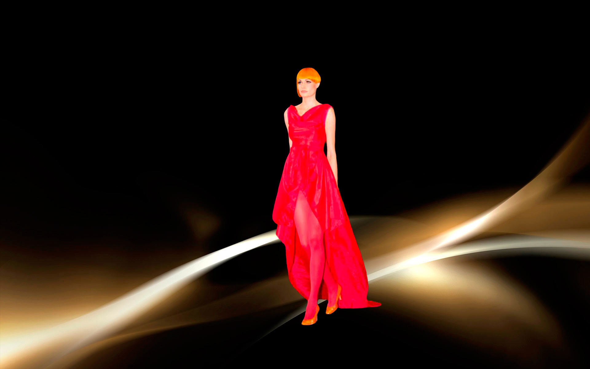 catwalk Italy designer s red dress on Yana Kozyr new face mujer