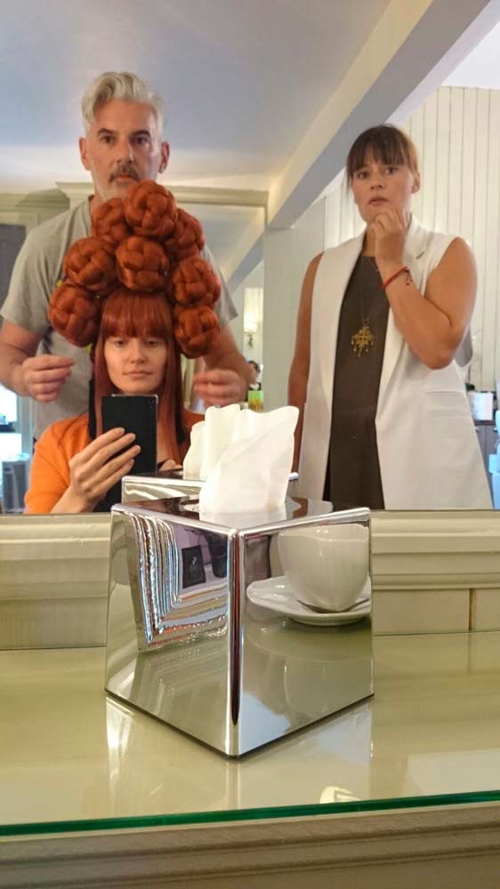 British Hairdressing Awards Yana Kozyr la model with Robert Kirby Elisa Heinesen